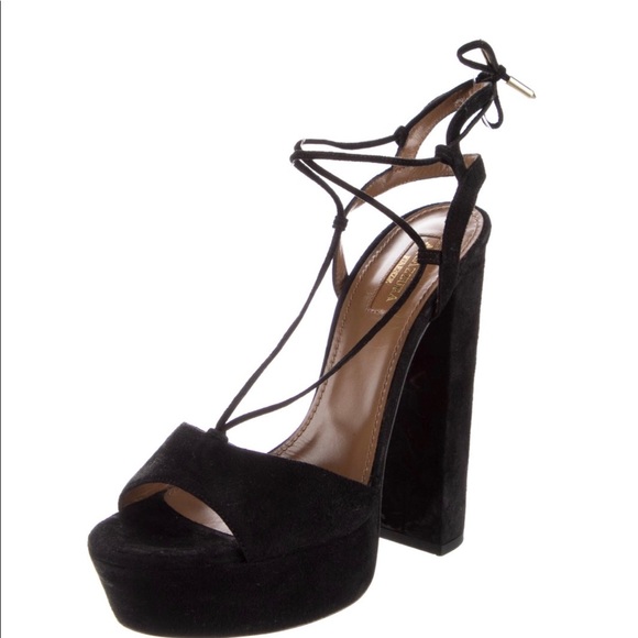 Aquazzura Austin Plateau Suede Platform Black - Picture 2 of 5